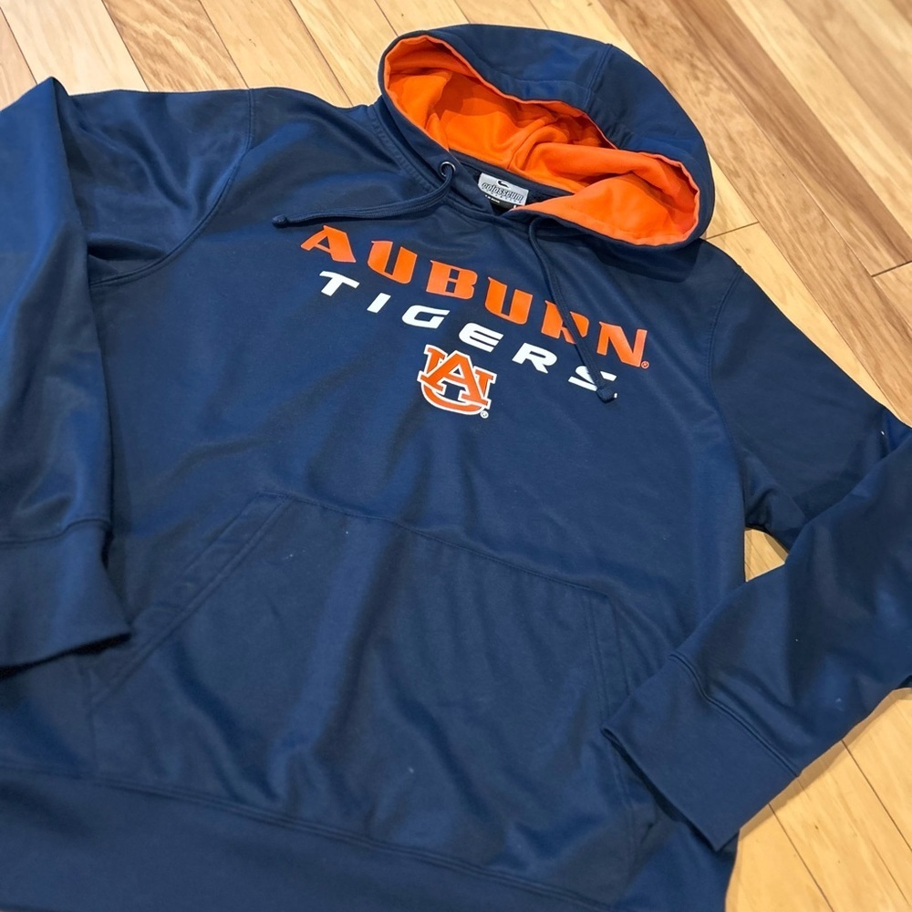 Auburn Tigers Navy Blue & Orange Pullover Fleece Hoodie Sweatshirt Size L - Picture 10 of 10
